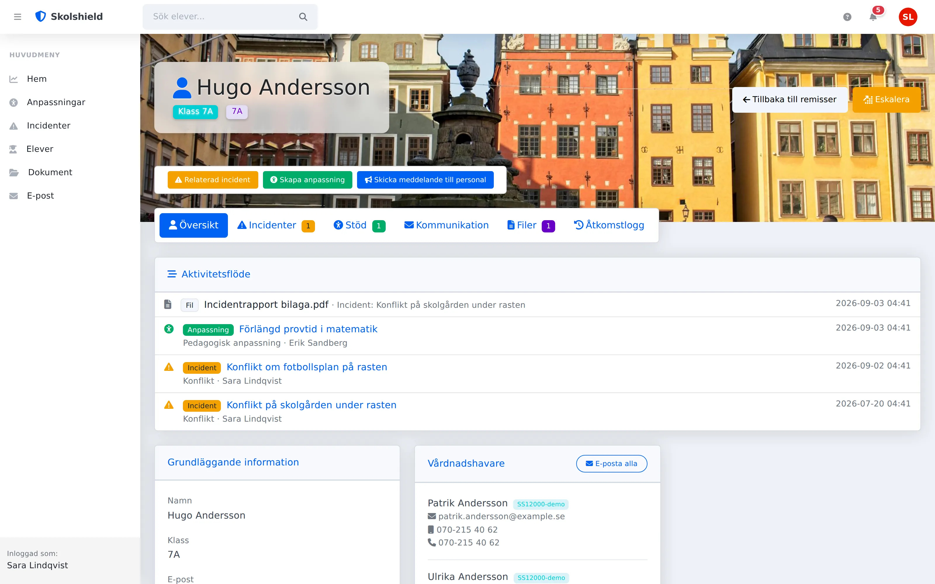 Elevsidan i Skolshield